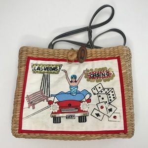 Viva Las Vegas Casino Straw Beaded Pinup Handbag